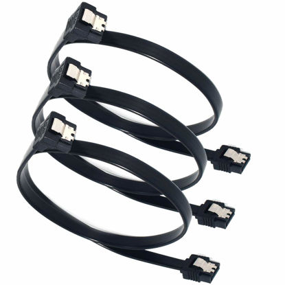 Picture of ELifeApply SATA Cables, Sata III 6.0 Gbps Cable 90 Degree Right Angle Data Cable 7 Pin with Locking Latch 18Inch for SATA HDD, SSD, CD Driver etc(3 Pack)