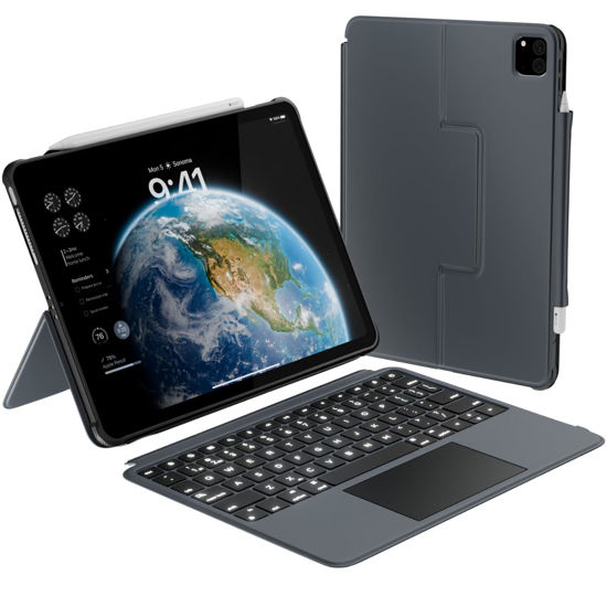 Picture of Macally iPad Pro 13 Inch Case 2024 with Keyboard (M4, Gen 7) - Detachable Backlit Keyboard with Trackpad, Multi-View Stand, Apple Pencil Holder - Compatible iPad Pro M4 13 Inch Case with Keyboard