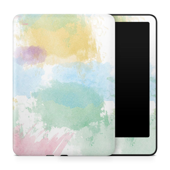 Picture of Glossy Glitter Tablet Skin Compatible with Amazon Kindle Paperwhite 12th (2024) - Watercolor White - Premium 3M Vinyl Protective Wrap Decal Cover - Easy to Apply | Crafted in The USA by MightySkins