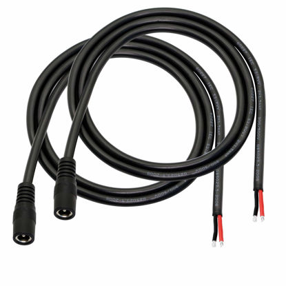 Picture of DC Power Pigtails Cable,3FT DC 5.5MM x 2.1MM Female Plug to Bare Wire Open End Power Wire Supply Repair Cable,16 AWG Barrel Connector Pigtail for CCTV Security Camera,DVR，LED Strip Light Etc-2 Pcs(F)