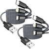 Picture of Multi Charging Cable 4ft 2Pack 3 in 1 Multi iPhone Charger Cable Nylon Braided Apple MFi Certified Universal USB Fast Charging Cord with Type-C/USB C Micro Lightning for Phone iPad iPhone Tablet