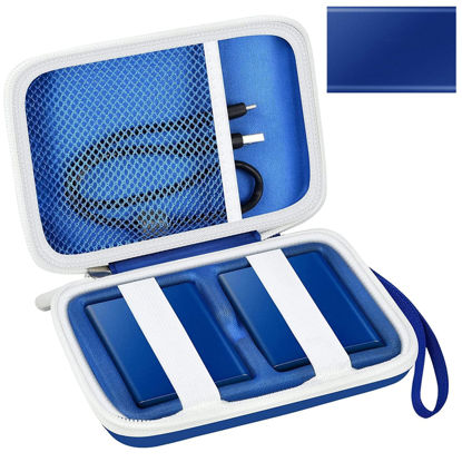 Picture of Case Compatible with Samsung T7/ for T7 Touch Portable SSD - 1TB, 2TB, 500GB USB 3.2 External Solid State Drive. Carrying Travel Box for 2 Pack Samsung SSD and Cables (Box Only) - Blue