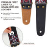 Picture of Nefelibata Guitar Strap, Embroidered Cotton Guitar Straps with Head Cowhide Leather Ends for Bass, Electric & Acoustic Guitars, Come with Free Strap Button, 2 Strap Locks and 4 Guitar Picks