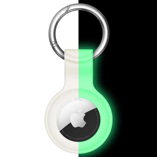 Picture of Linsaner Compatible with AirTag Case Keychain Air Tag Holder Silicone AirTags Key Ring Cases Tags Chain Apple AirTag GPS Item Finders Accessories, Transparent Luminous