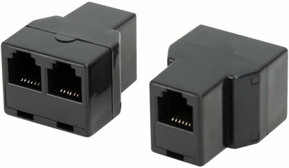 Picture of Uvital RJ12 6P6C 1 Female to 2 Female Telephone Line Splitters, Telephone Landline Cable Connector and Separator(Black,2 Pack)