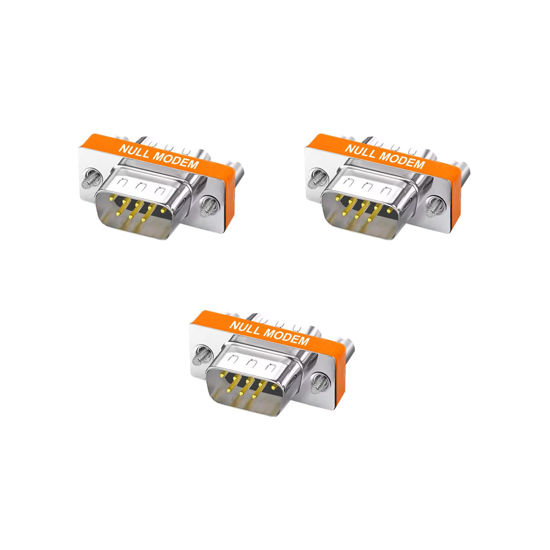 Picture of YIOVVOM DB9 Null Modem Adapter Male to Male Slimline Data Transfer Serial Port Adapter set of 3