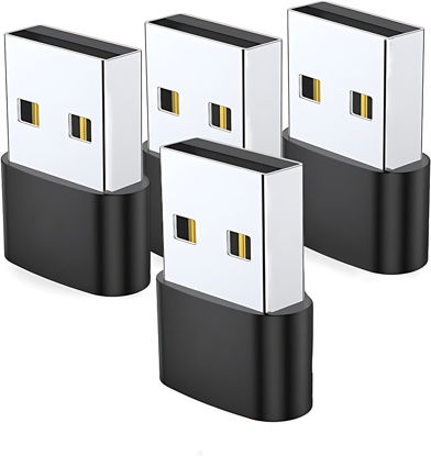 Picture of (4 Pack)USB to USB C Adapter,USB C Female To USB Male Super Fast Charging and OTG Adapter Converter Compatible with iPhone 15 14 13 12 11 Pro Max Plus,iPad Pro Air 5 Mini 6,Samsung Galaxy S24/S23/S22