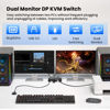 Picture of 8K@60Hz Dual Monitor Displayport KVM Switch 2 Monitors 2 Computers, USB 3.0 4K@120Hz DP KVM Switch for 2 PCs Share 2 Monitors and 4 Port USB 3.0 to Connect Keyboard, Mouse, Printer and More