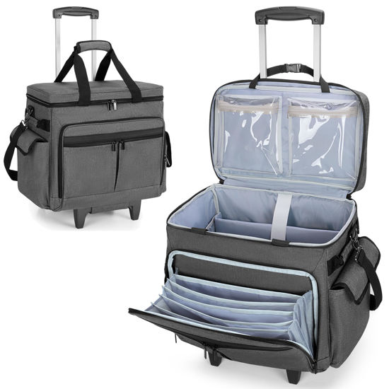 Picture of Trunab Rolling Teacher Bag with Expandable File Pocket and Detachable Trolley, Teacher Tote Bag with Wheels for up to 15.6 Inches Laptop (Patented Design) (Grey)