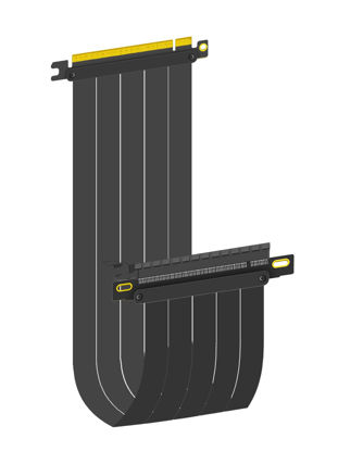 Picture of GLOTRENDS PCIe 4.0 X16 GPU Riser Cable Length 400mm, Female 180 Degree Angle, Compatible with Gen 4 GPUs, Such as RTX4090-RTX3060, RX7900, RX6950XT-RX6500XT,etc (PCIE40-40-180)