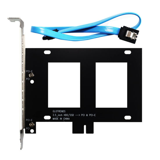 Picture of GLOTRENDS 2.5 inch SSD Mounting Bracket with SATA III Cable and SSD Screws, PCIe or PCI Slot Installation