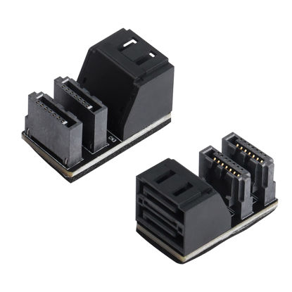 Picture of CERRXIAN 90 Degree Duale SATA 7PIN Male to Dual Female Connetcor for Low Profile Motherboard Desktops Computer SSD HDD(2-Pack)