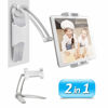 Picture of AYADA Kitchen Cabinet Tablet Holder, 2 in 1 Wall Mount Desktop Stand for ipad 12.9 Aluminum Alloy Metal Adjustable Multiangle Foldable Universal Phone Tablet Bracket Cooking Table Counter Top (Silver)