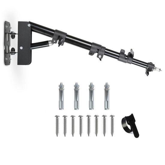 Picture of Ring Light Wall Mount Triangle Boom Arm 43inch/110cm 180° Flexible Rotation Wall Mount Ring Light Support for Salon Studio Video Light, Monolight, Photography, Softbox, Reflector