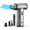 Picture of Smiling Shark Electric Air Duster, 130000 RPM Stepless Speed Cordless Compressed Air Duster Rechargeable Full Body Aluminum Alloy Tiny Air Blower for Keyborad/Computer/BBQ/Car/Camping - Silver Gray