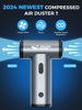 Picture of Smiling Shark Electric Air Duster, 130000 RPM Stepless Speed Cordless Compressed Air Duster Rechargeable Full Body Aluminum Alloy Tiny Air Blower for Keyborad/Computer/BBQ/Car/Camping - Silver Gray