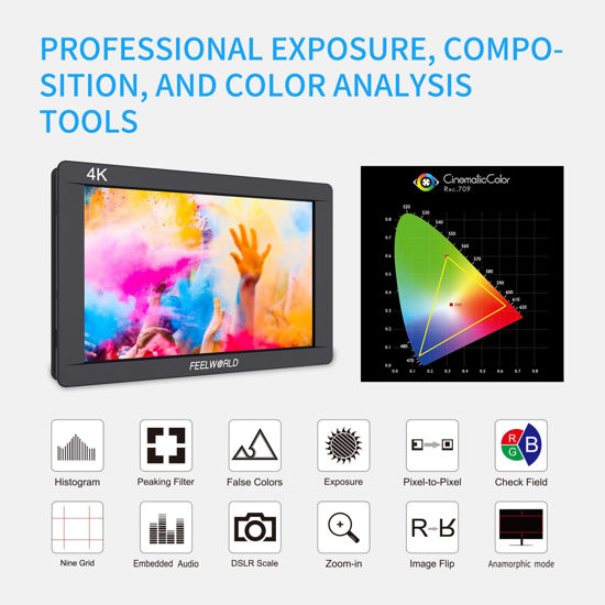 Monitor FEELWORLD FW703 7 Pollici Per Videocamera - Full HD Con Input 4K HDMI E SDI