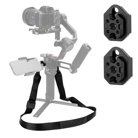 Picture of JJC Neck Shoulder Strap with NATO Rails for DJI RS 3 Pro/RS 3/RS 2/RSC 2 Gimbal Stabilizer, Weight Reducing Gimbal Belt Stress Relief Lanyard, Adjustable Length 37.4-59 inches, Max Load Capacity 198lb
