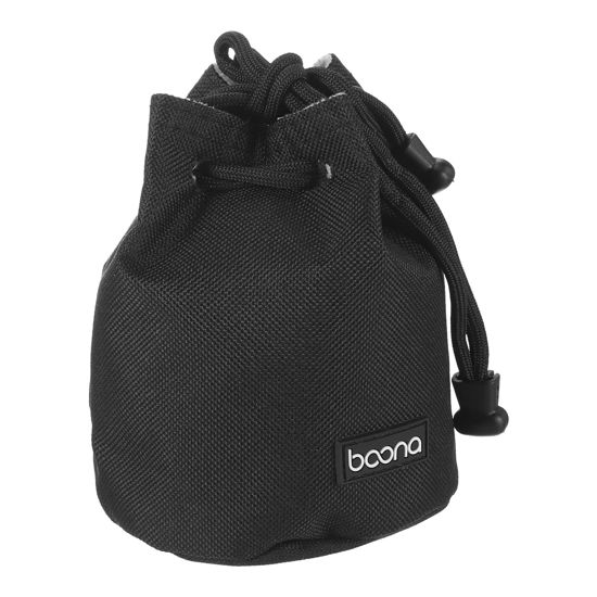 Picture of PATIKIL Soft Drawstring Lens Case, Lens Pouch Bag with Cotton Pad 3.5" OD Thick Fleece Cloth Camera Lens Bag for SLR Lens Water Cups, Black