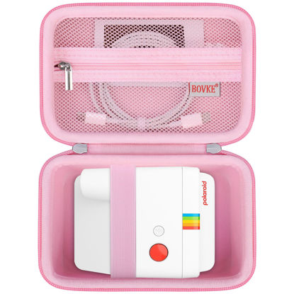 Picture of BOVKE Carrying Case for Polaroid Go Generation 2 / Polaroid Go Mini Instant Camera, Polaroid Go Gen 2 Camera Travel Storage Bag With Extra Space for Photo Films, Charging Cables, Pink