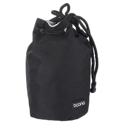 Picture of PATIKIL Soft Drawstring Lens Case, Lens Pouch Bag with Cotton Pad 3.9" OD Thick Fleece Cloth Camera Lens Bag for SLR Lens Water Cups, Black
