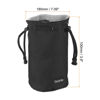 Picture of PATIKIL Soft Drawstring Lens Case, Lens Pouch Bag with Cotton Pad 3.9" OD Thick Fleece Cloth Camera Lens Bag for SLR Lens Water Cups, Black