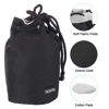 Picture of PATIKIL Soft Drawstring Lens Case, Lens Pouch Bag with Cotton Pad 3.9" OD Thick Fleece Cloth Camera Lens Bag for SLR Lens Water Cups, Black
