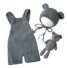 Picture of Vemonllas Newborn Photography Props Boys Girls Outfits Baby Photo Props Knit Bear Hat Romper Photoshoot Costume Set (Light Gray)