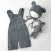 Picture of Vemonllas Newborn Photography Props Boys Girls Outfits Baby Photo Props Knit Bear Hat Romper Photoshoot Costume Set (Light Gray)