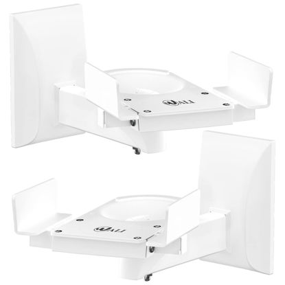 Picture of WALI Speaker Wall Mounts, Dual Side Clamping Bookshelf Mounting Bracket for Large Surrounding Sound Speakers, Hold up to 55 lbs. (SWM201-W), White