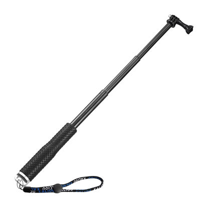 Picture of uxcell Portable Selfie Stick, 19 Inch Extension Adjustable Hand Grip Aluminum Alloy Monopod Pole Fit for Most Action Cameras, Silver & Black