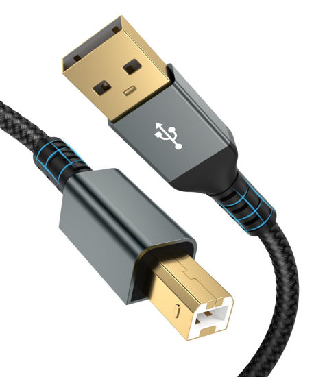 Picture of 15FT USB Printer Cable - High Speed Type A Male to B Male Scanner Cord Compatible with HP, Canon, Epson, Dell, Brother, Lexmark, Xerox, Samsung & Piano, DAC