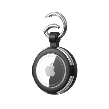 Picture of Compatible with AirTag Case Keychain, IPX8 Waterproof Air Tag Holder, Silicone AirTags Cases with Key Ring Apple GPS Item Finders Accessories (Black)