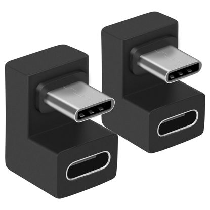 Picture of USB C 180 Degree Angled Adapter, U Shape USB C 3.1 Male to Female Adapter, Type C Angled Adapter Data Transfer Connector Compatible for Samsung, MacBook and More