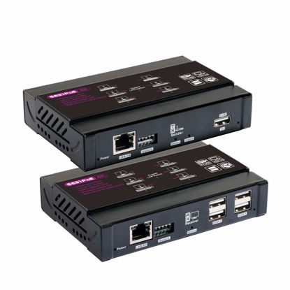 Picture of Basicolor 4K PoE HDMI KVM Extender Over IP, USB Ethernet Extender Over Cat5 Cat6 up to 328ft(100m), Plug & Play Lossless & Near Zero Latency, Support Point to Point & TX RX Team Connection