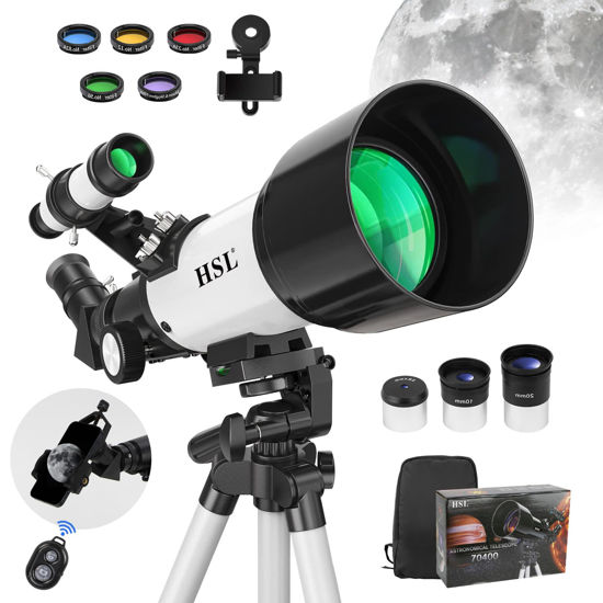 Picture of HSL70400 Telescope for Kids 8-12,Telescope for Adults high Powered,70mm Aperture 400mm Focal Length Refractor Astronomy telescopes Kids 5-7 6 Year Old White