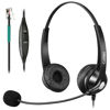 Picture of Phone Headset RJ9 with Noise Cancelling Microphone and Volume Control, Callez Telephone Headset Compatible with Polycom VVX310 VVX410 VVX411 Plantronics S12 Avaya 1416 5410 Mitel 5320e ShoreTel 230