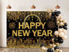 Picture of LYRYGS New Year Backdrop Happy New Year Backdrop Black Golden New Year Eve Photography Backdrop New Year Photo Backdrops New Year Party Banner Decor cp-562 7x5ft