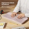 Picture of Nulea RT05B Wireless Ergonomic Keyboard, Split Keyboard with Cushioned Wrist Rest, Bluetooth and USB Connectivity, USB-C Rechargeable Pink Grey