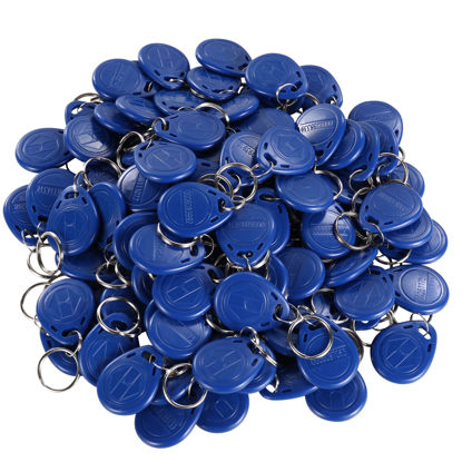 Picture of UHPPOTE Proximity 125KHz RFID EM-ID Card Keyfob for Door Access Control - Read Only - Color Blue - 100 Pack
