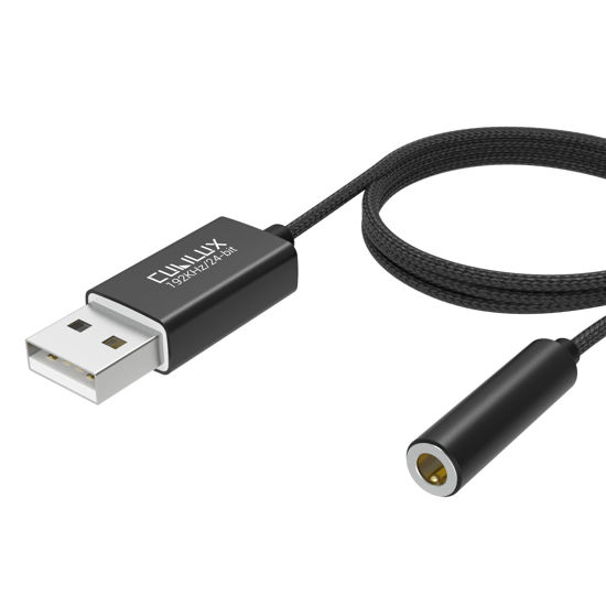 Picture of Cubilux USB to 3.5mm Jack Audio Adapter,USB A to AUX Cable with TRRS 4-Pole Adapter,External Stereo Sound Card Compatible with PS5 PS4, Windows Linux Laptop PC Computer Raspberry Pi, 4 FT