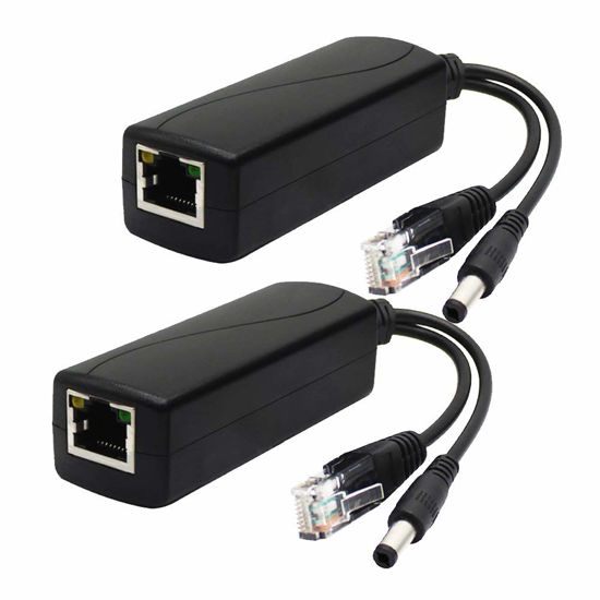 Picture of ANVISION 2-Pack Active 12V PoE Splitter Adapter, Plug 5.5mm x 2.5mm, IEEE 802.3af Compliant 10/100Mbps, for IP Camera AP Voip Phone and More