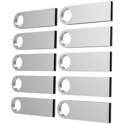 Picture of ABLAZE 32GB USB Flash Drive 10 Pack, Metal Flash Drive USB 2.0 Thumb Drives with Keychains USB Stick 32GB USB Drive Pendrive