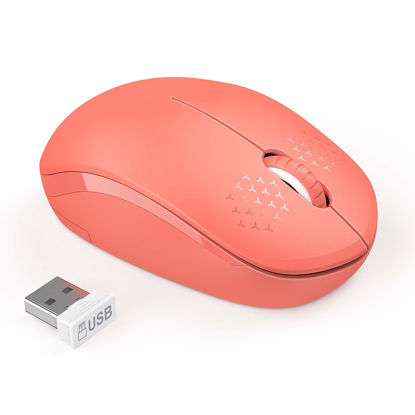 Picture of seenda Wireless Mouse, 2.4G Noiseless Mouse with USB Receiver Portable Computer Mice for PC, Tablet, Laptop, Notebook - Living Coral