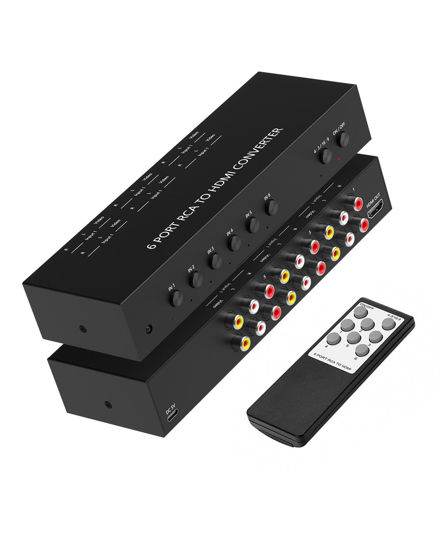 Picture of 6 Port RCA to HDMI Converter, Dual AV to HDMI Converter Supports 16:9/4:3 Composite to HDMI Adapter Support 1080P PAL/NTSC Compatible with Sega/Xbox/PS1/PS2/PS3/WII/N64/VHS, VCRs, and DVD Players