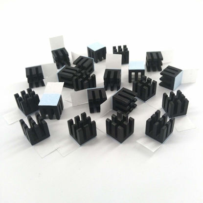 Picture of Easycargo 20pcs 10mm Heatsink Kit + pre applied 3M 8810 thermal conductive adhesive tape, cooler aluminum heat sink set for cooling GPU IC Chips VRAM VGA RAM (20pcs 10x10x10mm Black)