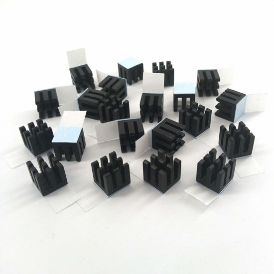 Picture of Easycargo 20pcs 10mm Heatsink Kit + pre applied 3M 8810 thermal conductive adhesive tape, cooler aluminum heat sink set for cooling GPU IC Chips VRAM VGA RAM (20pcs 10x10x10mm Black)