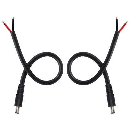 Picture of GINTOOYUN 2 Pack DC Power Pigtails Cable, DC 5.5mm x 2.5mm Male Plug Jack to Bare Wire Open End Power Supply Replacement Repair Cord, for Security Camera,LED Strip Light,DVR 0.8FT(black-0.25m)