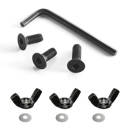 Picture of Emart Backdrop Stand Replacrment Parts, 3 PCS Black Flat Head Hexagon Screws for Backdrop Stands Accessories Kit, 3 PCS Wing Nuts with Washer, 1 PCS Allenkey