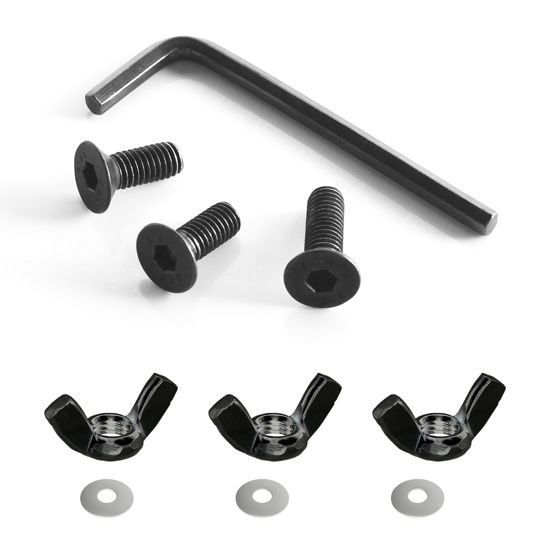 Picture of Emart Backdrop Stand Replacrment Parts, 3 PCS Black Flat Head Hexagon Screws for Backdrop Stands Accessories Kit, 3 PCS Wing Nuts with Washer, 1 PCS Allenkey